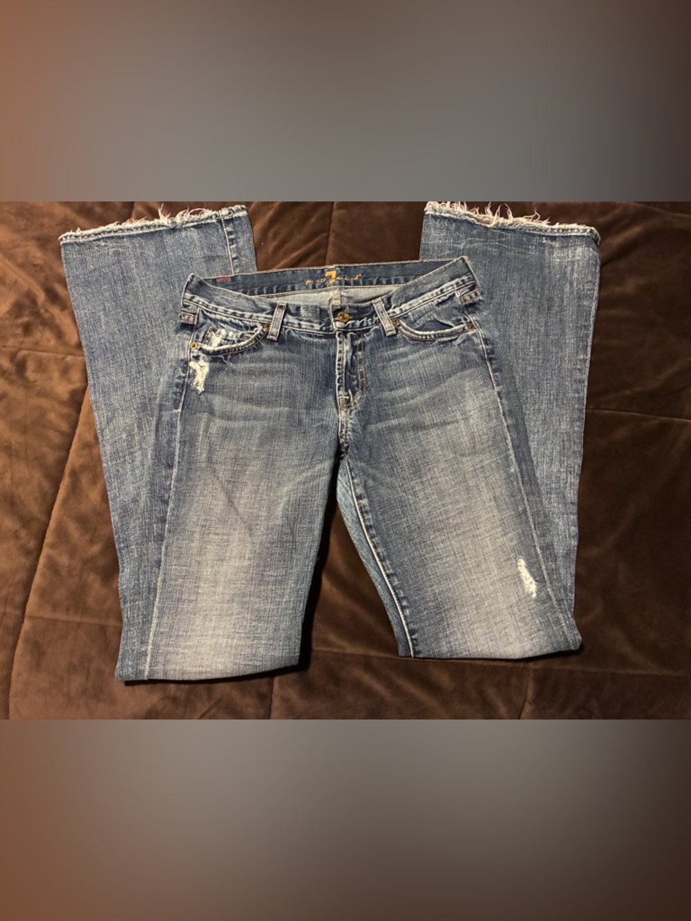 7 for all Mankind brand, size 27, 100% cotton, flare, distressed denim jeans - Picture 15 of 15